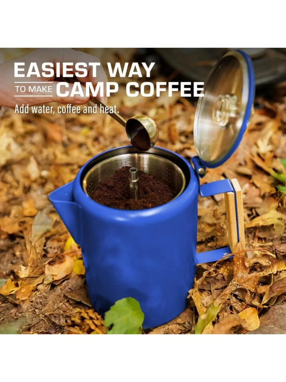 Blue Percolator Coffee Pot - 9 Cup Camping Coffee Maker - No Aluminum or Plastic